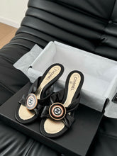 BLACK LAMBSKIN CC SLIDE SANDALS